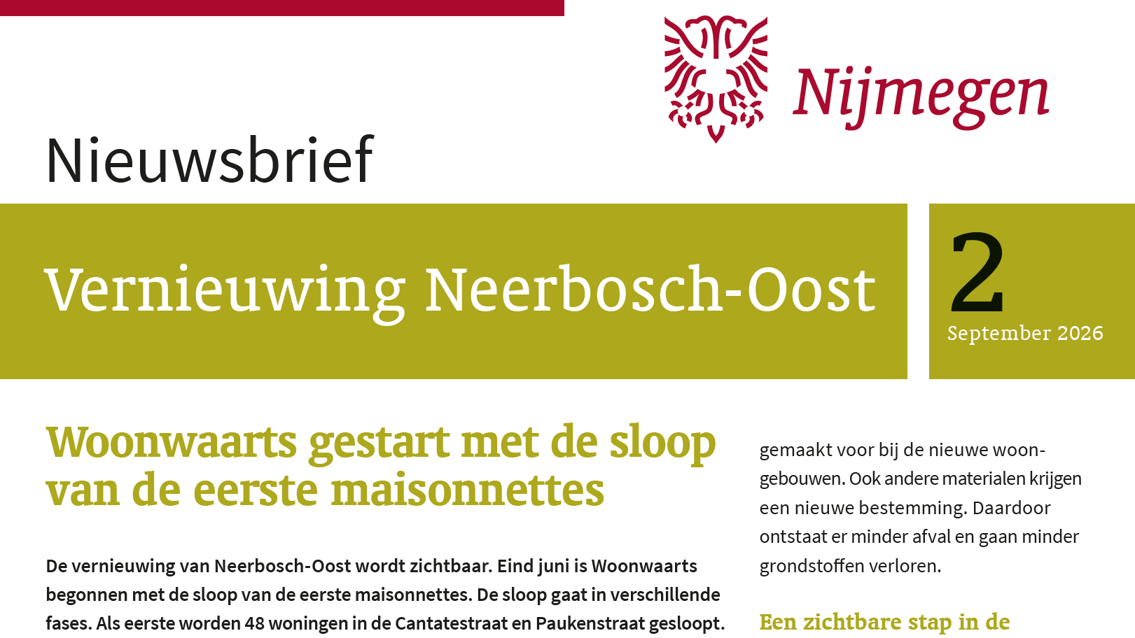 Tweede nieuwsbrief Vernieuwingsgolf